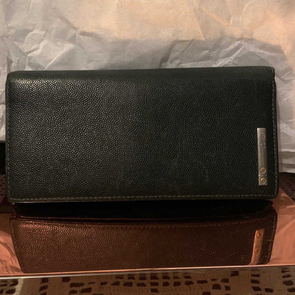 Men's Black Leather Long Wallet - Classic Organizer